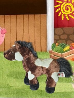 Webkinz Ganz Pinto Pony Brown White Horse 9" Plush Stuffed Animal NO CODE HM147